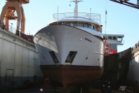 Jadrolinija's ferry Hrvat, cruise ship Fantazija and yacht Bluemar II fill up the shipyard's docks